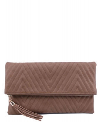 Chevron Quilted Bifold Crossbody Clutch LP048QA STONE